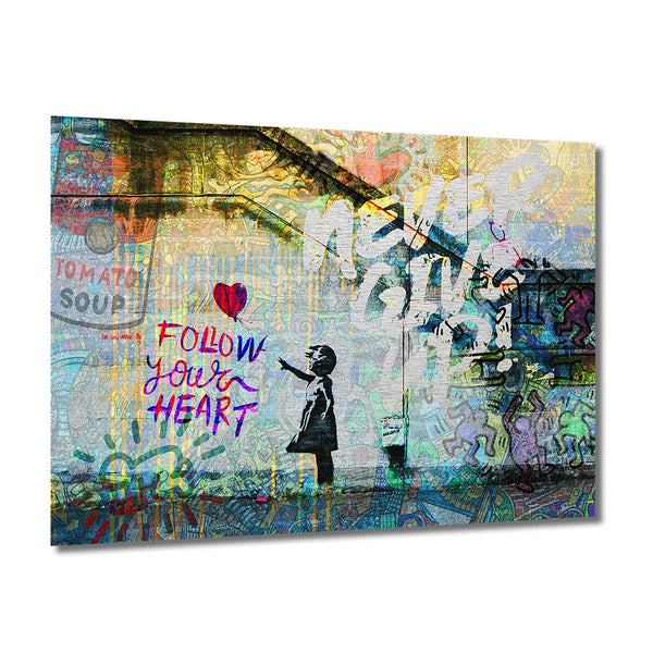 Banksys Balloon Girl Brushed auf AluDibond - Affengeile Bilder