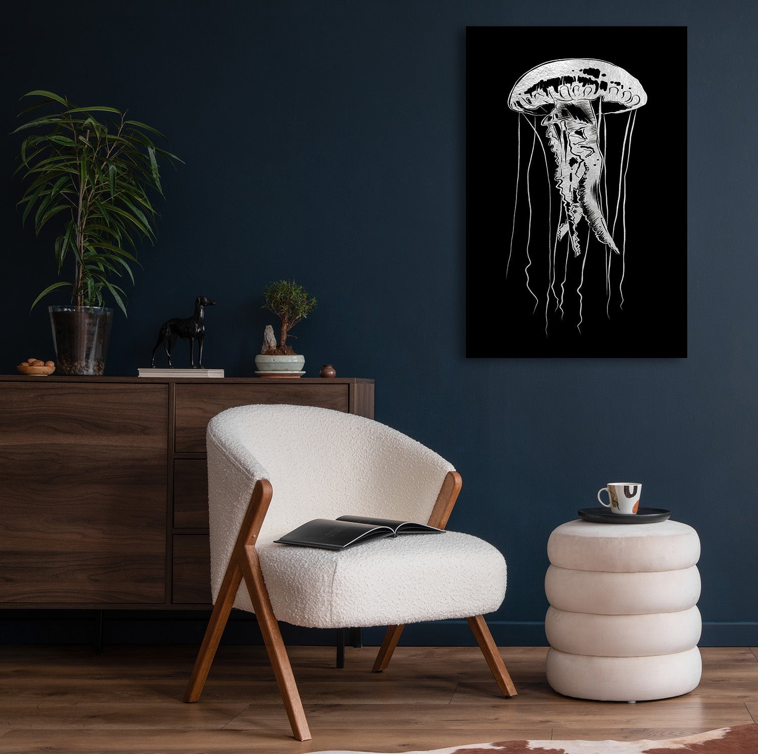 Jellyfish Silber auf Acryl - Affengeile Bilder