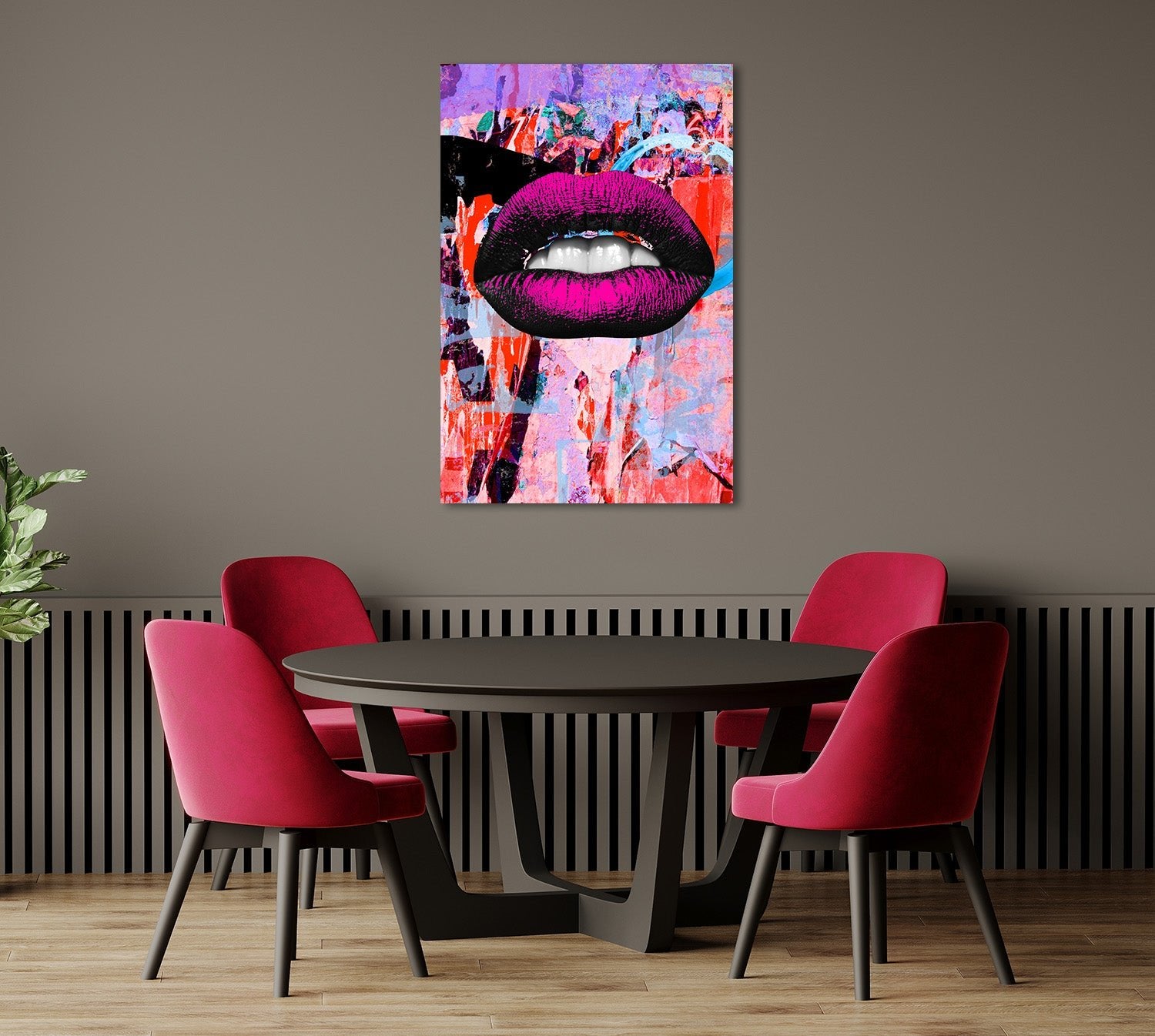 Pink Art Lips Neon auf Acrylglas - Affengeile Bilder