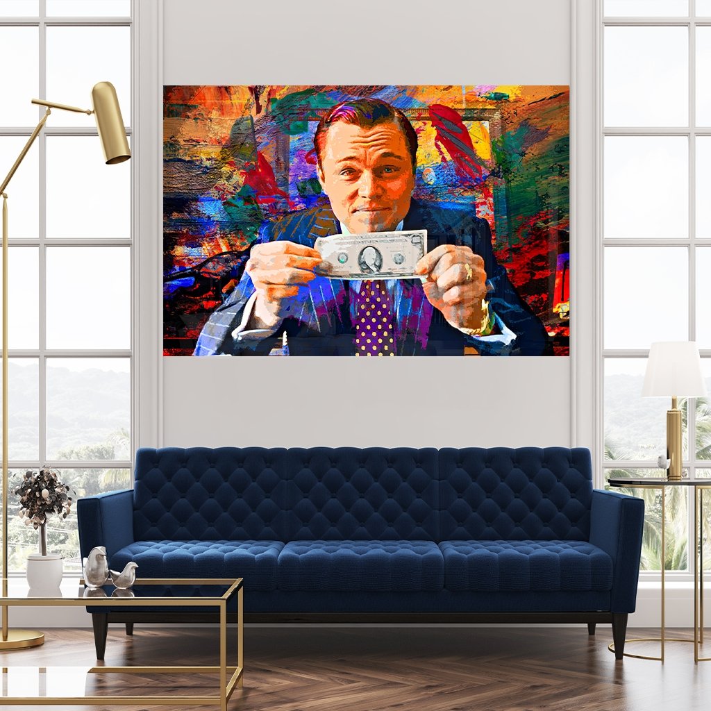 "The Wolf of Wall Street" Goldversion auf Acryl - Affengeile Bilder