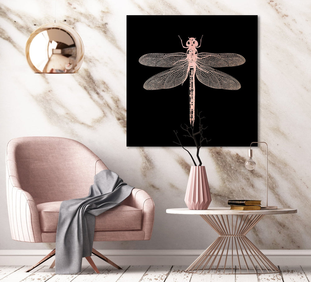 Dragonfly Rosé auf Acryl - Affengeile Bilder