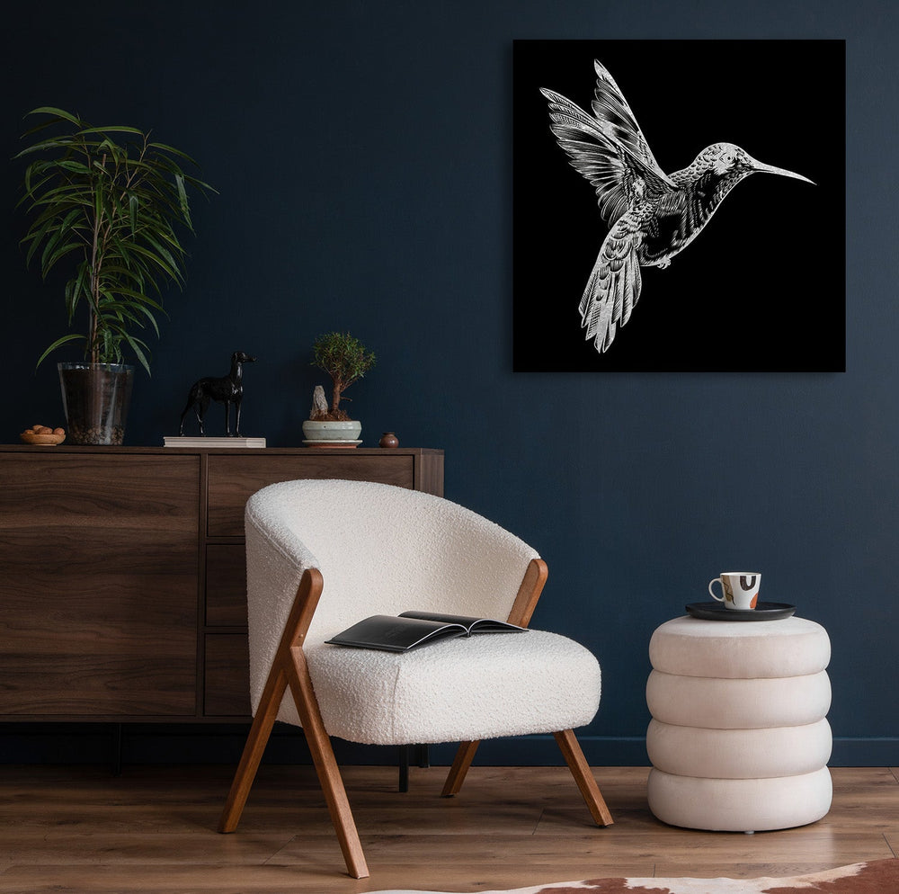 Humming Bird Silber auf Acryl - Affengeile Bilder