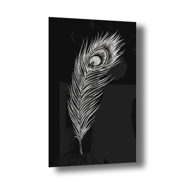 Peacock Feather Silber auf Acryl - Affengeile Bilder