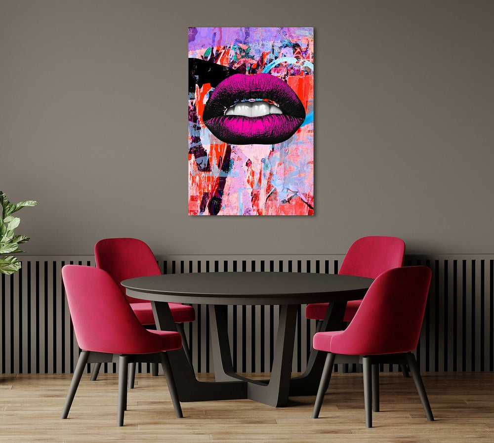 Pink Art Lips Neon auf Acrylglas - Affengeile Bilder