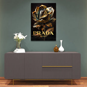 Prada Rose by Adrian Vieriu Gold auf Acryl - Affengeile Bilder