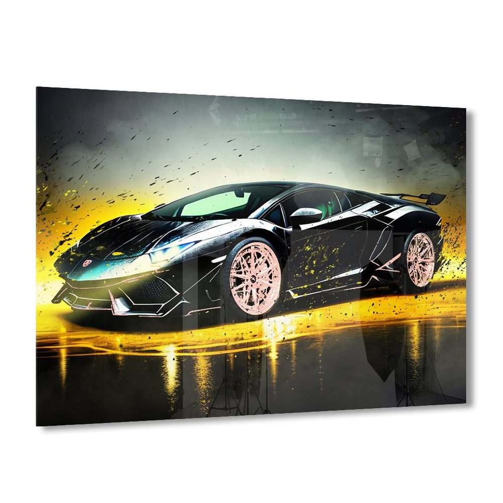 Splatter Lambo by Adrian Vieriu Rosé auf Acryl - Affengeile Bilder