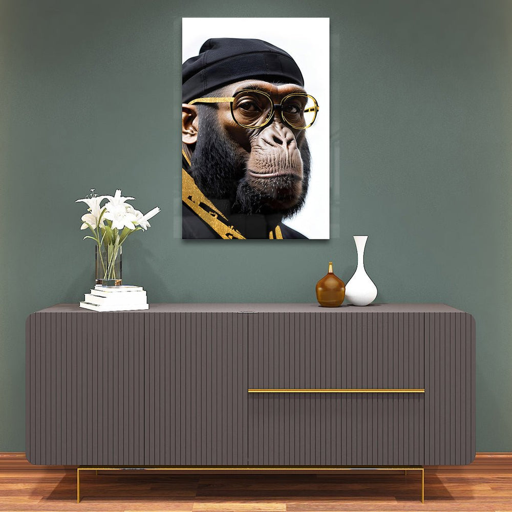 Stylish Monkey - Dude by Adrian Vieriu Gold auf Acryl - Affengeile Bilder