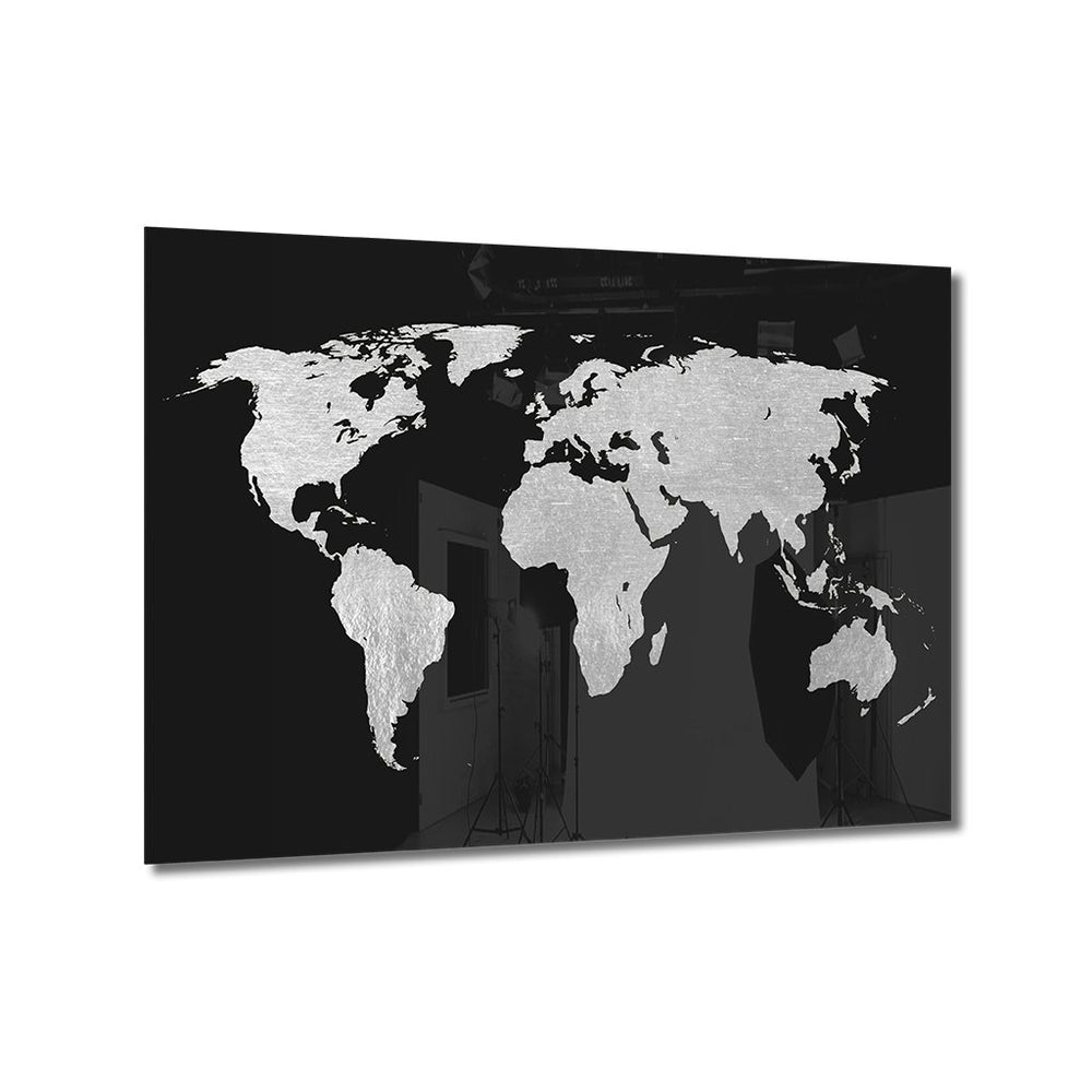 World Map Silber auf Acryl - Affengeile Bilder