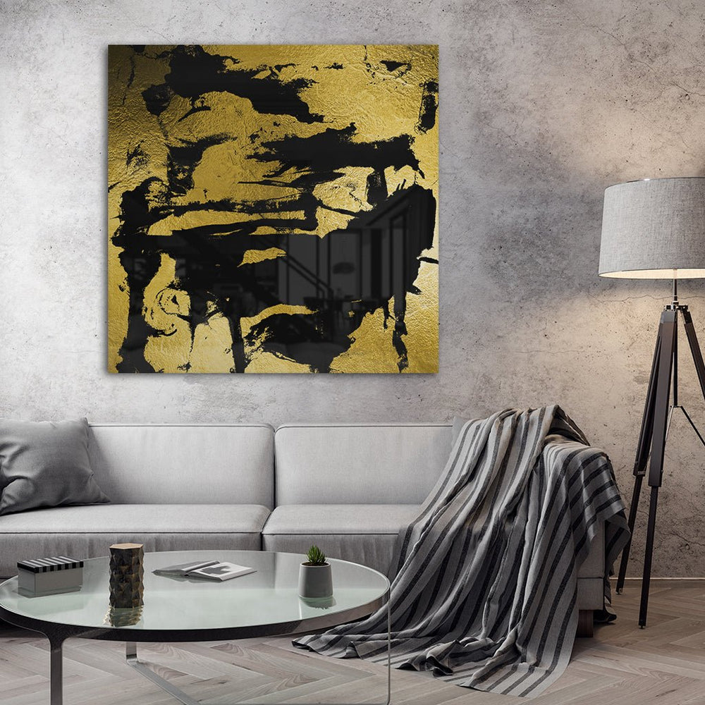 Abstract Grunge No. 2 Goldversion auf Acryl - Affengeile Bilder