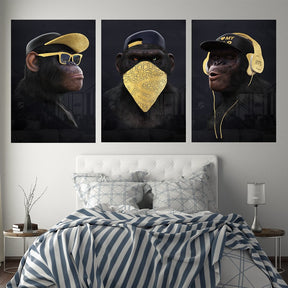 "Affengeil" Goldversion auf Acryl als Triptychon - Affengeile Bilder