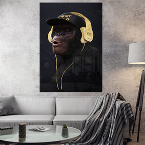 "Affengeil Kopfhörer" Goldversion auf Acryl - Affengeile Bilder