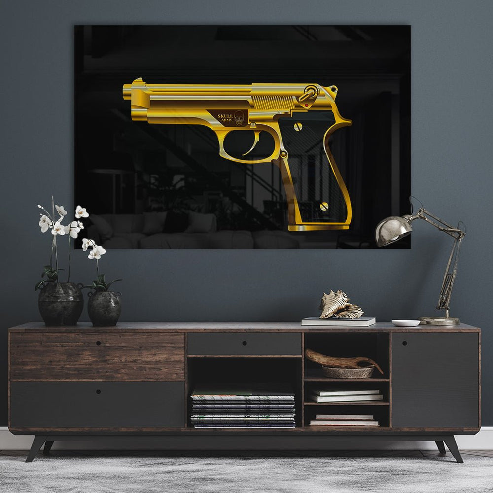Golden Gun Goldversion auf Acryl - Affengeile Bilder
