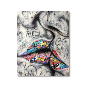 Kissed Graffiti Lips by Banksy - Affengeile Bilder