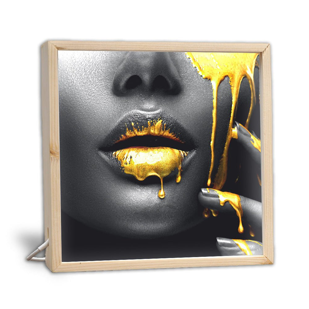 Leuchtrahmen - Golden Lips - Affengeile Bilder