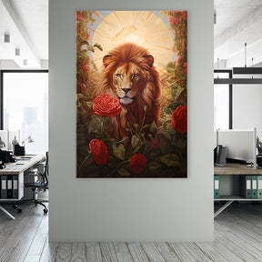 Lion in Roses by Markus Mikolai - Affengeile Bilder