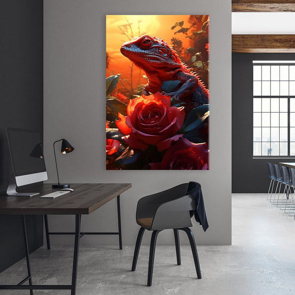 Lizard in Roses by Markus Mikolai - Affengeile Bilder