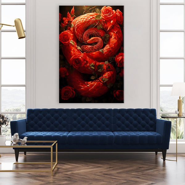 Red Snake in Roses by Markus Mikolai - Affengeile Bilder