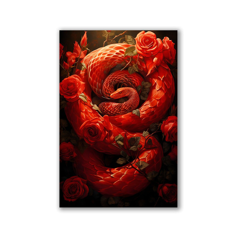 Red Snake in Roses by Markus Mikolai - Affengeile Bilder