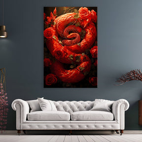 Red Snake in Roses by Markus Mikolai - Affengeile Bilder