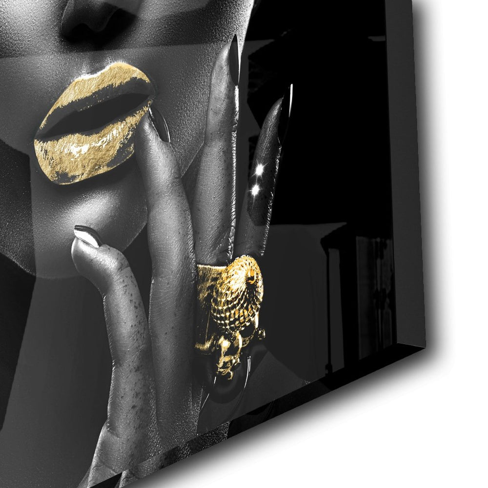 Tempting Lips Goldversion auf Acryl - Affengeile Bilder